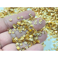 Omx, 4Mm, 100 Gram, Loose Seqins Embroidery Craft Sequins Cup Iridescent Spangles For Sewing Christmas Decoration Faceted Cup Seqins, Sitara, For Embroidery, Embellishing, Apparels, Diy Art Craft Supplies (Gold)