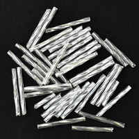 Embroiderymaterial Bugle Beads For Jewellery Craft Embroidery Diy Making Purpose Silver Color (100 Gram)