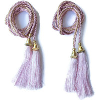 Sync Pink Long Dori Tassels Latkan For Lehenga Hanging Beads For Blouses Golden Dori Dupatta Lace And Border Materials Chunni Choli Tailoring Dresses Sarees Gowns Curtains Suits Decoration Pack Of 2