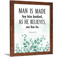 Chaka Chaundh - Bhagavad Gita Quotes Wall Frame - Gita Quotes Wall Poster - Krishna Quotes Wall Frames - Krishna Quotes Wall Poster - (14 X 11 Inches) (Man Is Made - White Nature)