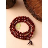 Ysk Handcrafted Original Red Sandalwood Mala Rosary Lal Chandan Jaapmala Wooden Raktchandan Japa Maala For Meditation Pooja Chanting Wearing Jewelry Prayer Beads - 108 Beads (Beads Size 8 Mm)