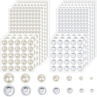 Maycreate 2000Pcs Pearl Stickers Rhinestones Face Gems Self-Adhesive Hair Gems Jewels Faux Pearls Assorted Sizes Stone Sticker For Face Makeup, Diy Crafting, Home Decor, Embellishments