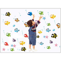 Jaamso Royals Multicolour Fish Design Vinyl Self Adhesive Peel And Stick For Bed Room Living Room Bathroom Wall Sticker Ay618(60Cm X 45Cm)