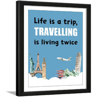 Chaka Chaundh - Travel Quotes Frames For Walls - Travel Photo Frames - Travel Frames For Wall Decor - Travelling Quotes Wall Frames - Travel Framed Posters - (13.6 X 10.6 Inches)