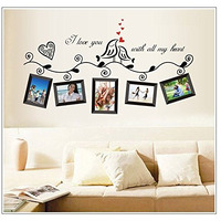 Jaamso Royals Photo Frame Design Decorative Vinyl Self Adhesive Peel And Stick For Bed Room Living Room Wall And Home Decor Wall Sticker, 45 Cm X 60 Cm, Multicolour