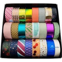 Funblast Designer Tapes For Art And Craft - Colourful Decorative Adhesive Glitter Tape Rolls 24 Pcs For Diy Crafts, Bullet Journal Supplies, Planners, Scrapbook, Card/Gift (Multicolor)