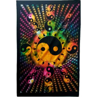 Purpledip Cotton Wall Poster Beach Throw 'Yin-Yang, The Universal Harmony': Bohemian Wall Hanging Tapestry (20030)