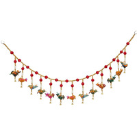 Handicrafts Paradise Beads With Multiple Birds Cloth Door Hanging (100 Cm X 2.5 Cm X 14 Cm)