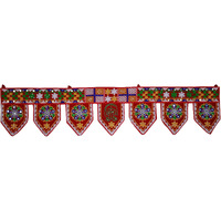Purpledip Cotton Bandhanwar (Bandharwal Toran) 'Fireworks': Door Hanging Window Valance Tapestry; Ethnic Indian Decor (12446B)