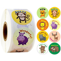 Reward Stickers For Kids, Self Adhesive Labels,Cute Animal And Cartoon Character Stickers For Behavior Charts And Preschool Classroom Incentives(A-1.5Inch-500Pcs*1 Roll)