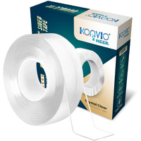 Konvio Neer 3 Meter Heavy Duty Double-Sided Washable Tape Adhesive, Reusable, Strong Sticky Tape For Wall, Office, Kitchen, Household, Schools, Removable, No Damage (1Mm X 30Mm X 3M)