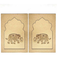 Adikala Jharokha With Elephant Both Side Face Mdf Engraved Design With Square Shaped Base Cutout For Diy Craft-Set 2