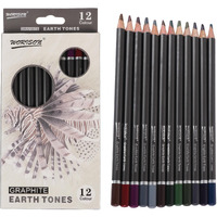Worison Water Soluble Earth Tones 12 Coloured Graphite Pencils