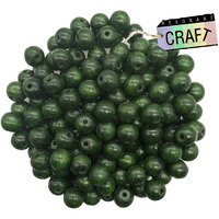 Resonant Craft 50 Pcs Wooden Beads 16Mm Green Color Glossy Wood Beads For Hobby & Crafts, Diy And Necklace Garland Making