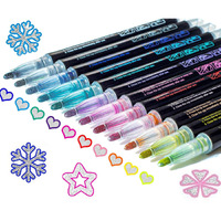 Kousicoo Double Line Markers Outline Marker Pens - 12 Colors