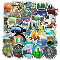 Idream Camping Landscape Outdoor Winter Adventure Climbing Travel Waterproof Vinyl Diy Sticker (Set Of 50) - 3 To 5 Cm, Durable, Ideal For Laptops, Gear And More