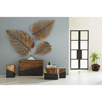 World Decor Pan Leaf Set Of 3 [Size(In) Big(31) Med(24) Small(18) ](Artificial, Decorations, Gold)