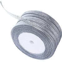 Diy Crafts Pack Of 6 Rolls, Silver Glitter Ribbons, Silver Glitter Ribbons Metallic Ribbons For Gif (Pack Of 6 Rolls, Silver Glitter Ribbons)