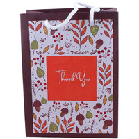 Amit Marketing Thank You Paper Gift Bags With Handles I Kraft Virgin Printed Carry Bag I Reusable I For Return Gifting Shopping Boutique Retail Wedding Birthday Baby Shower I Brown - 6X3X8 Inch (50 Pcs)