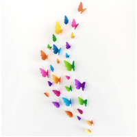 Jaamso Royals Multicolor 3D Butterfly Self Adhesive Home Dcor Wall Sticker (21 Cm X 29.7 Cm)
