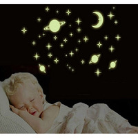 Jaamso Royals Radium Moon & Falling Stars Glow In Dark Vinyl Waterprrof Wall Sticker(30 Cm X 21 Cm)