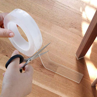 Diy Crafts Pack Of 2 Meter, 1" Inch Clear, 1" Inch Double Sided Mounting Carpet Tape, Trace Washable Romovable Strong Adhesive Rug Tape Gripper, Resuabl(Pack Of 2 Meter, 1" Inch Clear)