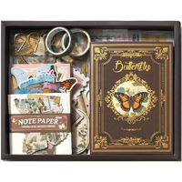 Atiramaniya 162Pcs Mixed Color Butterfly Collage Art Expression Kit, Paper Material, All Seasons, With A6 Notebook, Photo Frame Card, Tearable & Lace Stickers Gift For Girl (Wings Of Serenity)