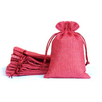 Lifekrafts Pink Jute Linen Pouches Birthday And Party Favour Bags Potlis For Functions, Baby Showers, Candy Bags Size-10X10 Cm (Pack Of 10)
