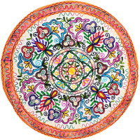 Purpledip Cotton Tapestry 'Yellow Garden': Vintage Embroidery Table Cover Or Wall Hanging, Medium, Multicolour (11358)