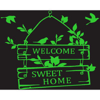 Monk Wish Glow In Dark Radium Welcome Sweet Home Sticker (Green, 39X31 Cm)