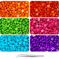 Indikonb 2220 Multicolour Opaque Half Cut Flat Back Beads 5Mm For Diy Crafts And Jewelry (Multicolor Plain)