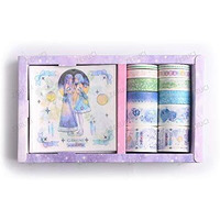 Zeruci Japanese Washi Tape & Zodiac Theme Sticker Set Gift Box | 12 Assorted Washi Tape Rolls And 12 Sticker Sheets | Horoscope Astrology Bujo Scrapbook Dear Diary (Gemini)