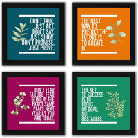 Interio Crafts Inspirational Quotes Wall Frames - Motivational Frames For Wall, Synthetic Wood Frames With Plexi-Glass (Set Of 4, Set 18)