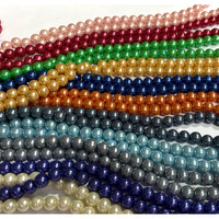Omx Pearl Glass Beads Craft Jewellery Making, (Size 8Mm - 800 Pc, Red)