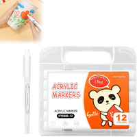 Glun Water Based Acrylic Bright Marker, 12 Different Dazzling Colours With 2In1 Pin Size Black Pen, Quick-Dry, No Smearing With Convenient Storage Plastic Bag Pack Of 1