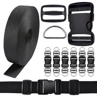 Shopee 2 Inch Buckles Straps Set 5 Meter Black Nylon Webbing Strap 6 Pcs Quick Side Release Plastic Buckle Dual Adjustable 12Pcs Tri-Glide Slide Clip 12 Pcs Metal D Rings Combo