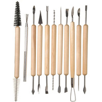 Fancyku Ceramic 11 Pcs Wooden Handle Clay Carving Pottery Sculpting Tools For Art And Craft