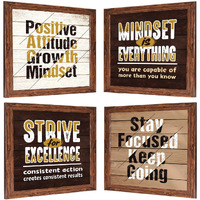 Chaka Chaundh - Motivational Quote Art Frames - Framed Inspirational Wall Quotes Poster For Office, Student, Study Room - (11 X 11 Inches - Set Of 4)