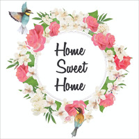 Printelligent Paper Flowers Birds Wall Sticker, 60 X 60 Cm, Multicolour
