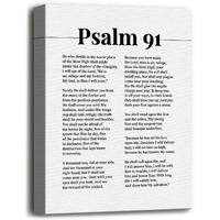 Psalms 91 Print Poster Canvas Wall Art, Spiritual Decor Sign, Christian Gift Bible Quote Print, Biblical Verses Scripture Baptism Gift, Family Home Or Office Decor 12X15