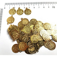 Gosetget! (100 Pcs) 14 Mm Gold Lakshmi Kasu Coated Metal Beads For Embroidery, Jewelry & Arts (Gold-100)