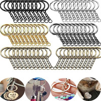 Diy Crafts 7X Pcs, Silvery, Split Key Ring With Chain Set, Metal Flat Keychain Rings 1 Inch With Open Jump Rings And Screw Eye Pins Bulk, For Handbag Hangers Hooks Beading (7X Pcs, Silvery)