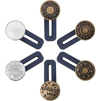 6 Pieces Pants Waist Extender Metal Buttons Adjustable Retractable Button Waist Extenders Waistband Expander Elastic Neck Extender For Jeans, Skirts, Pants, Men And Women (Extender Button)