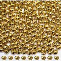 Indikonb Gold Beads And Caps Combo | Golden Plated Beads For Jewellery, Aari Work, Rakhi Making, Embroidery Craft (Gold 7)
