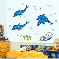 Jaamso Royals Dolphin Radium Stickers For Bedroom, Radium Sticker, Stars For Ceiling, Ceiling Stars Radium Stickers, Radium Stars And Moons For Bedroom, Ceiling Stickers For Bedroom (50 Cm X 70 Cm)