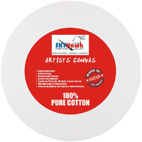 Skyhawk 10 Oz Primed Cotton Pre Stretched Round Canvas (6 Inches, White)(Pack Of 4)