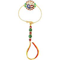 Mahi Peacock Shaped Meenakari Work Lumba Rakhi For Bhabhi With Beads And Crystals (Ral1100680G)