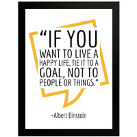 Interiocrafts Albert Einstein Synthetic Wood Motivational Quote Poster, Black, Plain, Medium (13X10 Inches, Black)