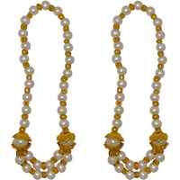 Divyana Pearl Beads Moti Mala Garland For Idols Pooja Haar Mala For God Goddess Pearl Handmade Mala Garland Jewellery For God/Idols/Ganpati/Krishna 4 Inch, Set Of 2 Pcs (With Storage Box)
