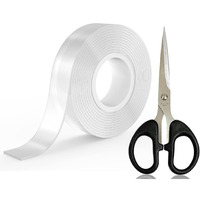 Osft Double Sided Tape Heavy Duty Mounting Tape With Scissor For Walls, Adhesive Sticky Strips Carpet Tape Poster, Wall Tape, Transpartent Two Side Tape (1.18 Inch X 10 Ft) (2 X Tape + 1 X Scissor)